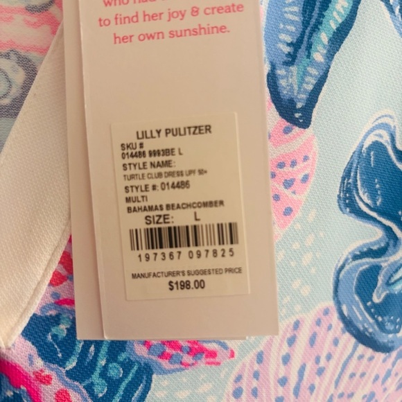 Lilly Pulitzer Turtle Club Bahamas Beachcomber Luxletic Dress in Blue and Pink L - Picture 4 of 4
